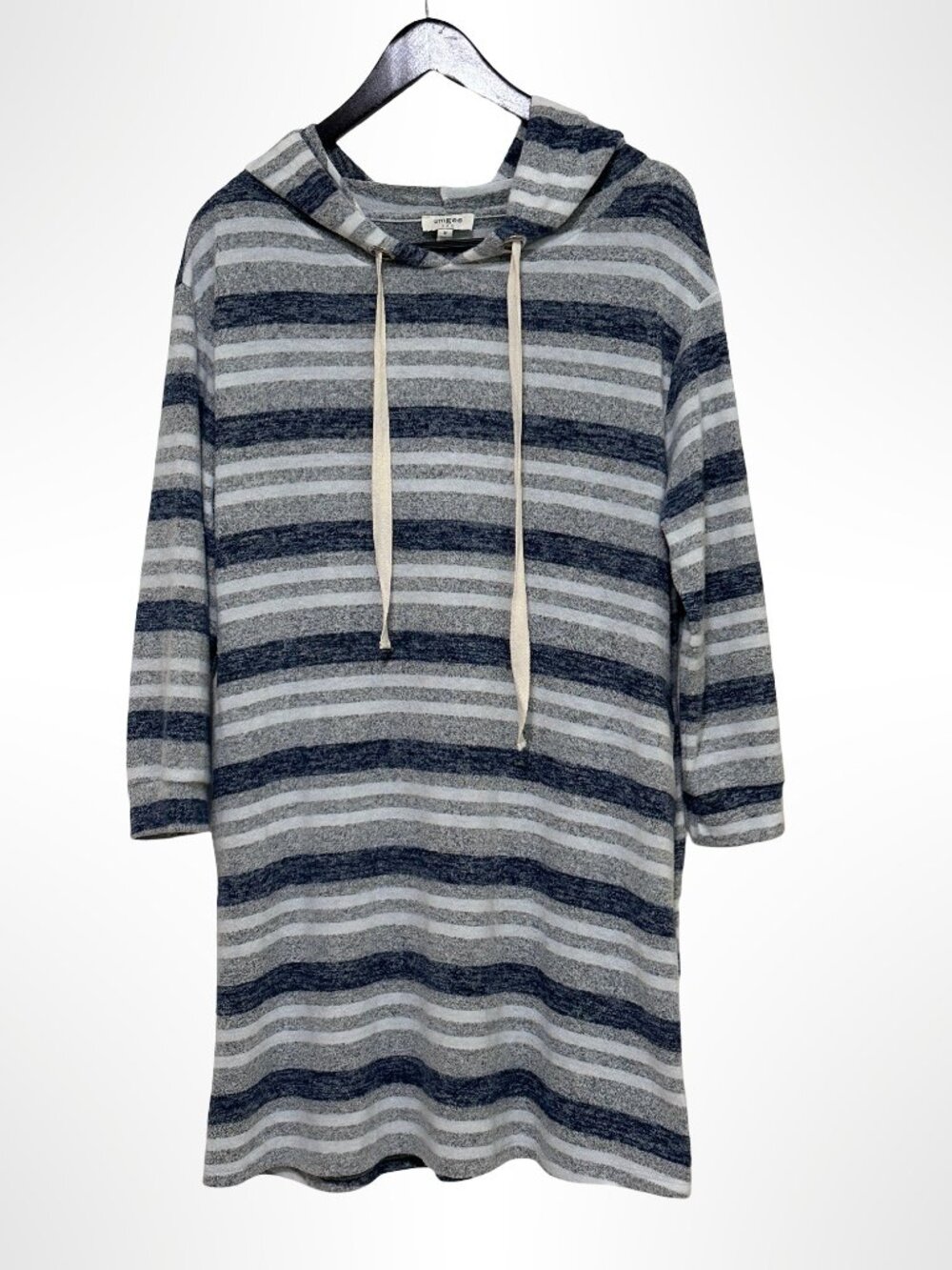 UMGEE Striped Hooded Sweater Dress Blue Gray Size M